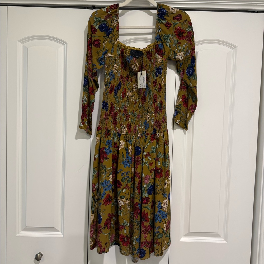 Maternity Floral Smocked Midi Dress